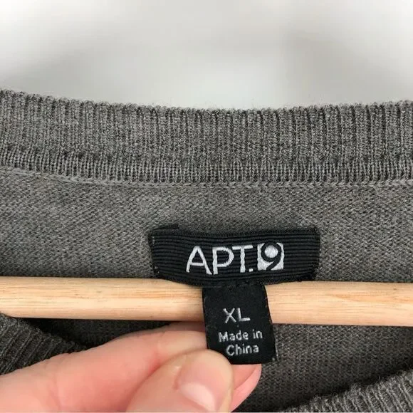 Apt. 9 Merino Wool‎ Sweater Mens XL Gray V Neck Pullover - Picture 3 of 9